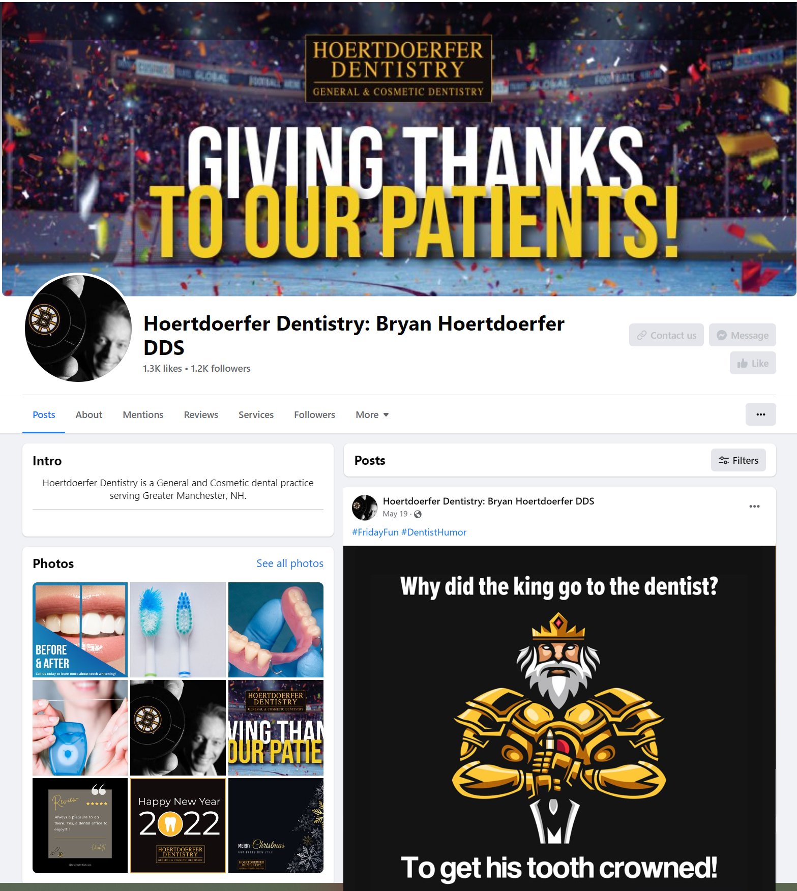 Facebook page for Dr. Hoertdoerfer Dentistry
